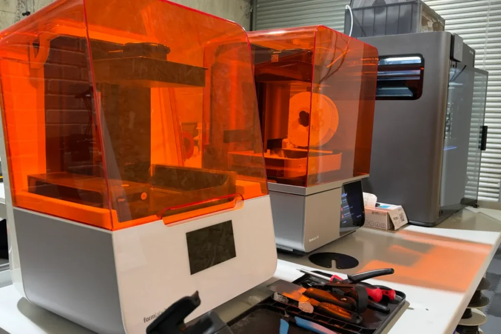 Formlabs Form 3 and Form 4 resin 3D printers in the MDIN workshop
